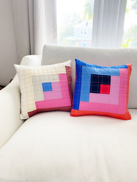 Super simple Quilted Log Cabin pillow.
