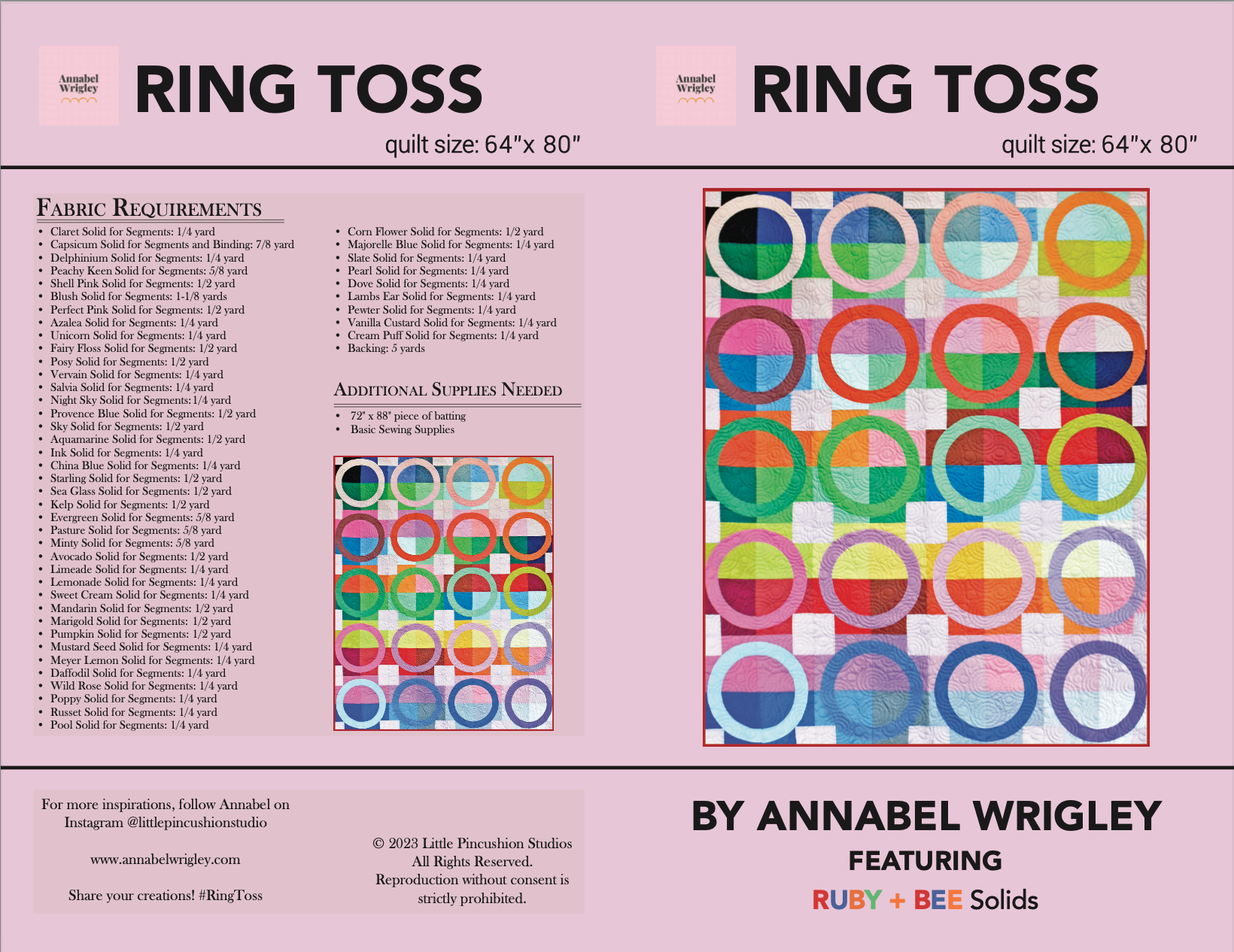 Toss Pattern Ring Toss quilt pattern - PDF download – Annabel Wrigley handmade