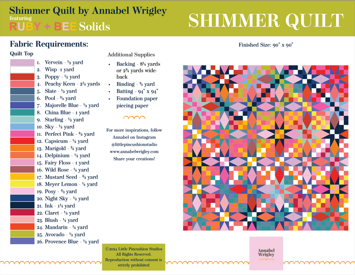 BIG Shimmer Quilt pattern 90 x 90" PDF – Annabel Wrigley handmade